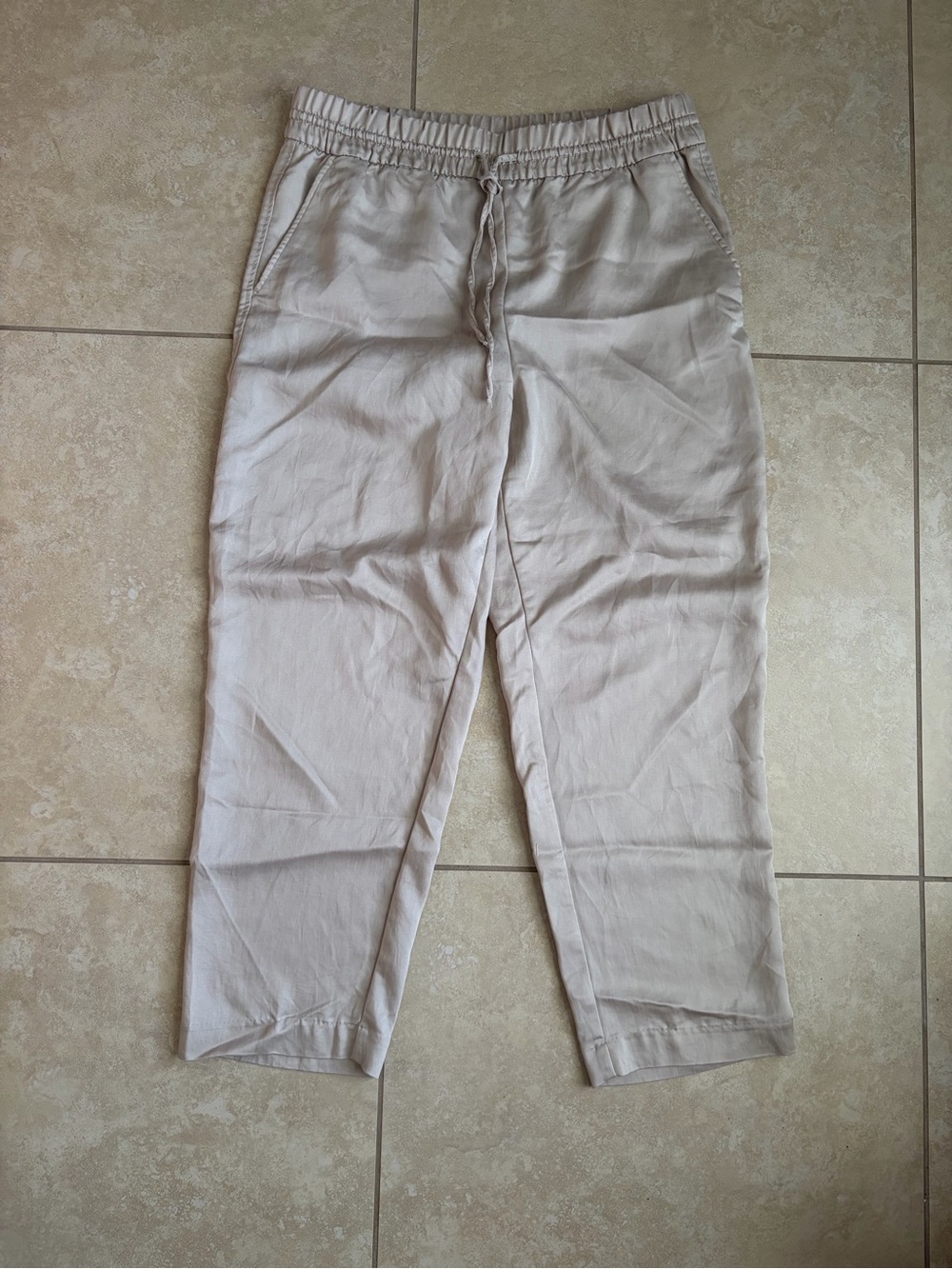 Casual Drawstring lightweight pants in Light Beige